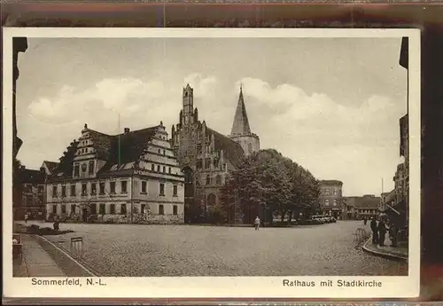 Sommerfeld Lubsko Rathaus mit Stadtkirche / Lubsko /Zary