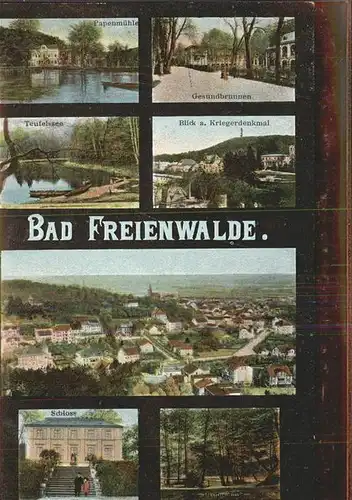 Bad Freienwalde Panorama Papenmuehle Gesundbrunnen Kriegerdenkmal Teufelssee Schloss Kat. Bad Freienwalde