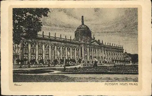 Potsdam Neues Palais Schloss Kuenstlerkarte Zeichnung  / Potsdam /Potsdam Stadtkreis