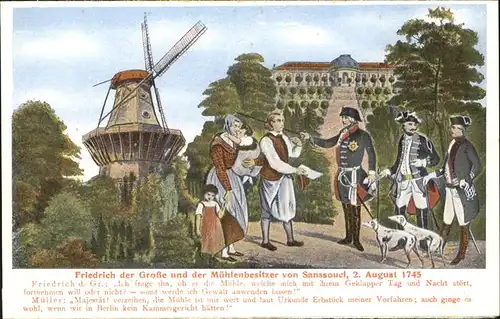 Potsdam Friedrich der Grosse Windmuehle Sanssouci 1745 Kuenstlerkarte / Potsdam /Potsdam Stadtkreis