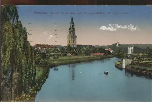 Potsdam Havel Heiligegeistkirche Blick von Langenbruecke Feldpost / Potsdam /Potsdam Stadtkreis