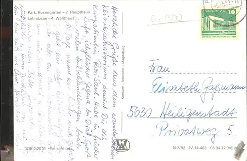 Neu Fahrland Kliniksanatorium Heinrich Heine Lehnitzsee Boot Park Rosengarten Kat. Potsdam