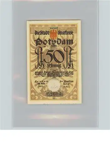 Potsdam Gutschein 50 Pfennig Noten Reiter / Potsdam /Potsdam Stadtkreis