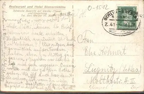 Werder Havel Bismarckhoehe Kat. Werder