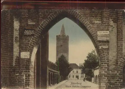 Jueterbog Blick durchs Dammtor Turm Inschrift Tafel Kat. Jueterbog