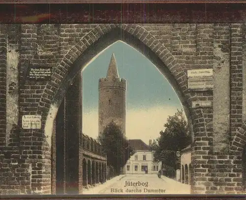 Jueterbog Blick durchs Dammtor Turm Inschrift Tafel Kat. Jueterbog