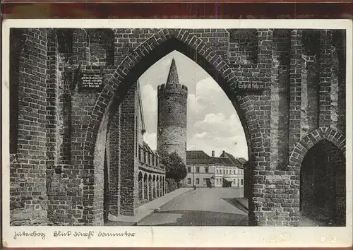 Jueterbog Blick durch das Dammtor Turm Inschrift Tafel Feldpost Kat. Jueterbog