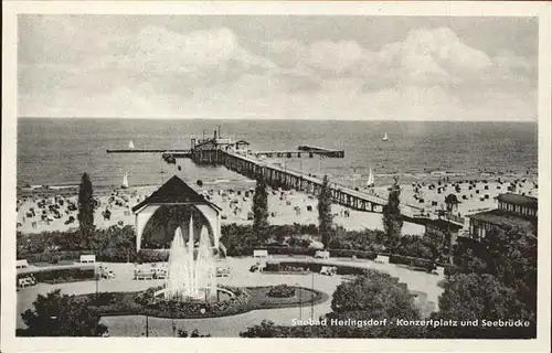 Heringsdorf Ostseebad Usedom Konzertplatz u.Seebruecke Kat. Heringsdorf