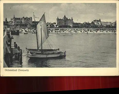 Zinnowitz Ostseebad Usedom Strandleben u.Segelboote Kat. Zinnowitz