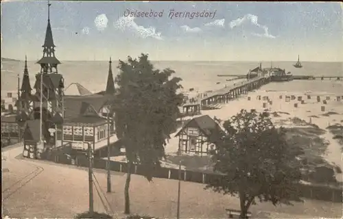 Heringsdorf Ostseebad Usedom Strandpromenade mit Seebruecke Kat. Heringsdorf