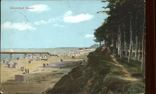 Bansin Ostseebad Strand mit Waldpromenade Kat. Heringsdorf