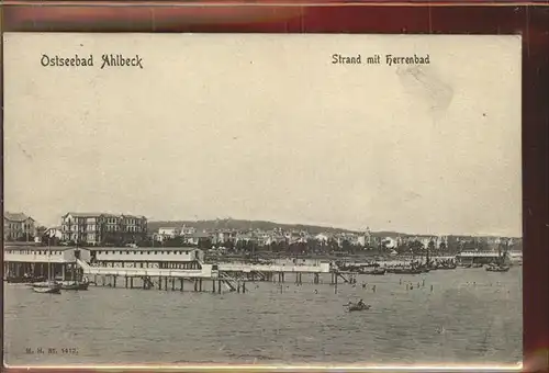 Ahlbeck Ostseebad Insel Usedom Strand mit Herrenbad Kat. Heringsdorf Insel Usedom