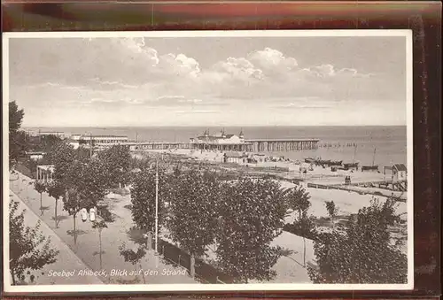 Ahlbeck Ostseebad Insel Usedom Strand mit Seebruecke Kat. Heringsdorf Insel Usedom