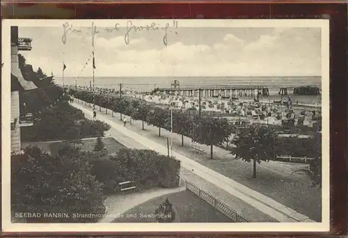 Bansin Ostseebad Strandpromenade mit Seebruecke Kat. Heringsdorf