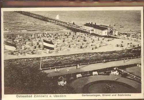 Zinnowitz Ostseebad Usedom Strandpromenade mit Seebruecke Kat. Zinnowitz