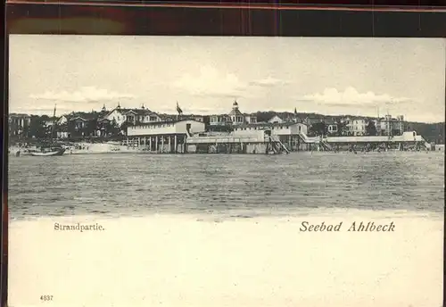 Ahlbeck Ostseebad Insel Usedom Strand mit Seebruecke Kat. Heringsdorf Insel Usedom