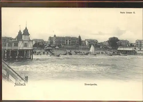 Ahlbeck Ostseebad Insel Usedom Strand mit div.Villen Kat. Heringsdorf Insel Usedom