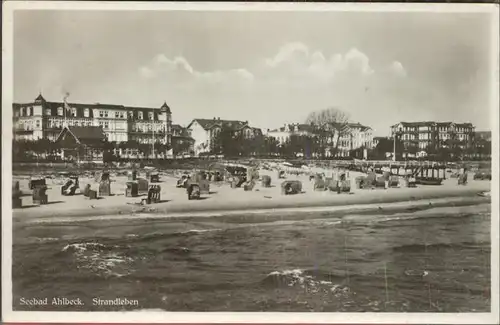 Ahlbeck Ostseebad Insel Usedom Strand mit div.Villen Kat. Heringsdorf Insel Usedom