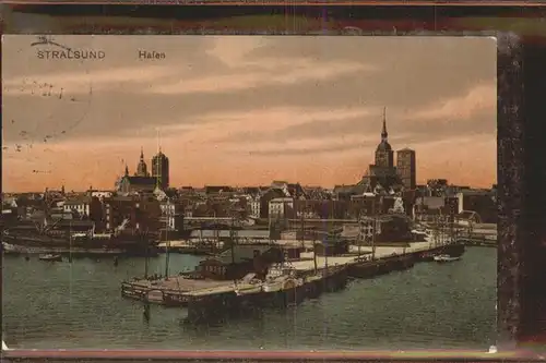 Stralsund Mecklenburg Vorpommern Hafen Abendstimmung Kat. Stralsund