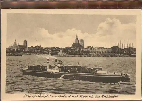 Stralsund Mecklenburg Vorpommern Trajektschiff Dampfschiff Ruegen ueberfahrt Kat. Stralsund