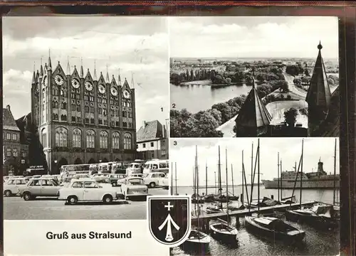 Stralsund Mecklenburg Vorpommern Rathaus Frankenvorstadt Wappen Hafen Kat. Stralsund