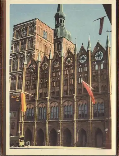 Stralsund Mecklenburg Vorpommern Rathaus Fahnen Kat. Stralsund