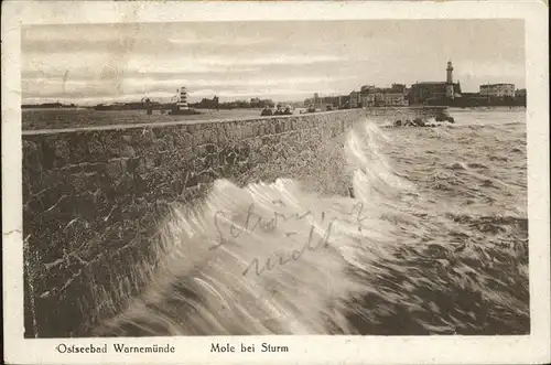 Warnemuende Ostseebad Mole u.Leuchtturm Kat. Rostock