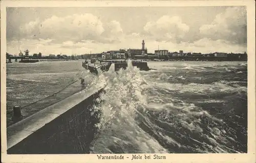 Warnemuende Ostseebad Mole u.Leuchtturm Kat. Rostock