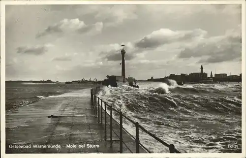 Warnemuende Ostseebad Mit Mole u.Leuchtturm Kat. Rostock