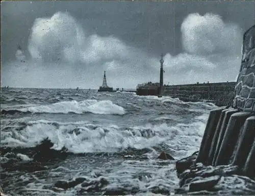 Warnemuende Ostseebad Mole u.Leuchtturm Kat. Rostock