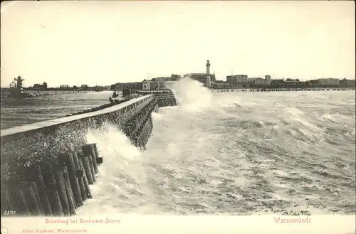 Warnemuende Ostseebad Mole u.Leuchtturm Kat. Rostock