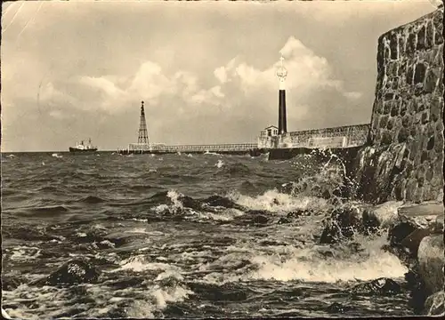 Warnemuende Ostseebad Mole und Leuchtturm Kat. Rostock