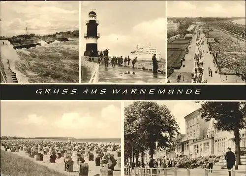 Warnemuende Ostseebad Strandpromenade u.Leuchtturm Kat. Rostock