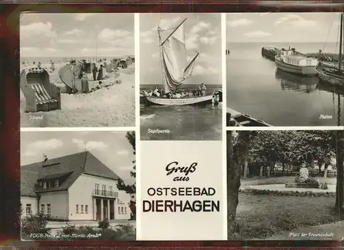 Dierhagen Ostseebad Strand Segelboot FDGB Heim Ernst Moritz Arndt Kat. Dierhagen Ostseebad