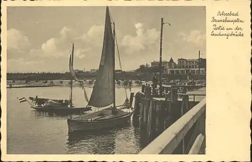 Brunshaupten An der Landungsbruecke Boote Kat. Kuehlungsborn