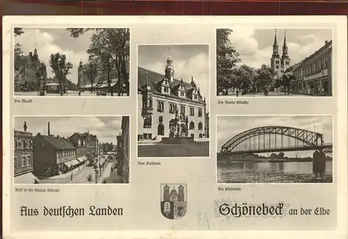 Schoenebeck Elbe Wappen Rathaus Markt Elbbruecke Kat. Schoenebeck
