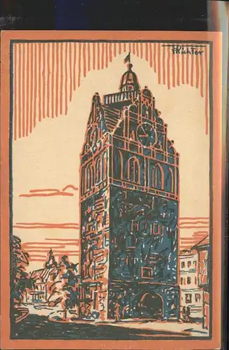 Zerbst Glockenturm Kuenstlerkarte St. Bartholomaei Kat. Zerbst