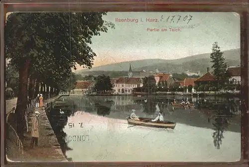 Ilsenburg Harz Bootspartie am Teich Kat. Ilsenburg Harz