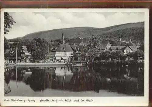 Ilsenburg Harz Forellenteich mit Stadtblick Kat. Ilsenburg Harz