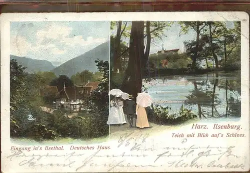 Ilsenburg Harz Deutsches Haus Teich mit Schlossblick Kat. Ilsenburg Harz