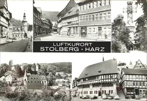 Stolberg Harz Rittergasse Saigerturm Markt Josephshoehe Rathaus Fachwerkhaus Luftkurort Kat. Stolberg Harz