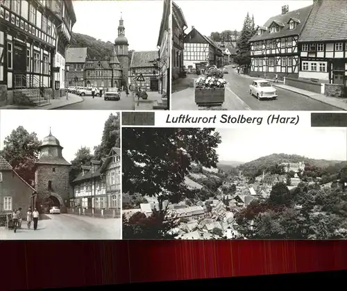 Stolberg Harz Markt Thomas Muentzer Gasse Fachwerkhaus Rittertorturm Blick vom Bandweg Luftkurort Kat. Stolberg Harz