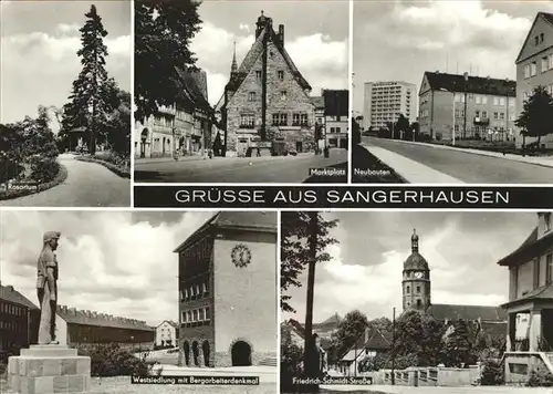 Sangerhausen Suedharz Rosarium Marktplatz Neubauten Westsiedlung Bergarbeiterdenkmal Friedrich Schmidt Strasse Kirche Kat. Sangerhausen