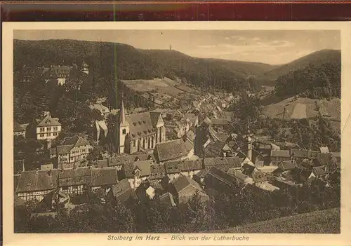 Stolberg Harz Panorama Blick von der Lutherbuche Kirche Kat. Stolberg Harz