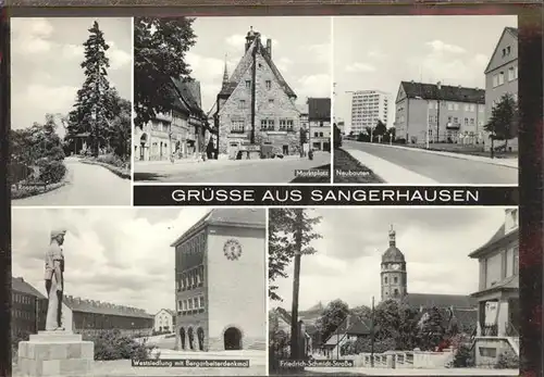 Sangerhausen Suedharz Rosarium Marktplatz Neubauten Westsiedlung Bergarbeiterdenkmal Friedrich Schmidt Strasse Kirche Kat. Sangerhausen