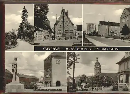 Sangerhausen Suedharz Rosarium Marktplatz Neubauten Westsiedlung Bergarbeiterdenkmal Friedrich Schmidt Strasse Kirche Kat. Sangerhausen