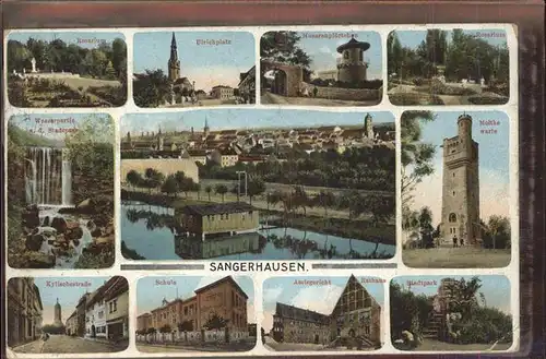 Sangerhausen Suedharz Rosarium Ulrichplatz Husarenpfoertchen Moltke Warte Turm Stadtpark Wasserfall Kylischestrasse Schule Amtsgericht Rathaus Feldpost Kat. Sangerhausen