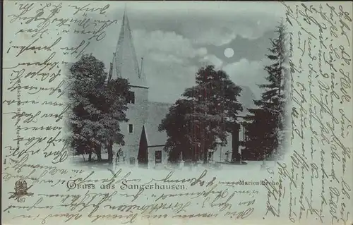 Sangerhausen Suedharz Marienkirche im Mondschein Kat. Sangerhausen