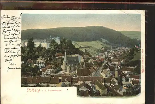 Stolberg Harz Blick von der Lutherbuche Kirche Schloss Kat. Stolberg Harz