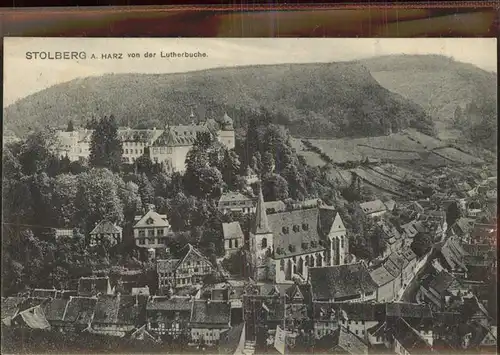 Stolberg Harz Blick von der Lutherbuche Kirche Schloss Kat. Stolberg Harz